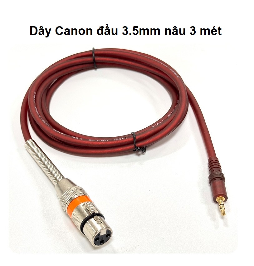 Dây canon nâu cho mic thu âm đầu 3.5 ly dài 3m